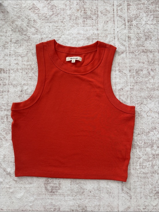 Madewell Tops - NWOT Madewell Sleeveless Ribbed Crop Tank Top - Orange Red